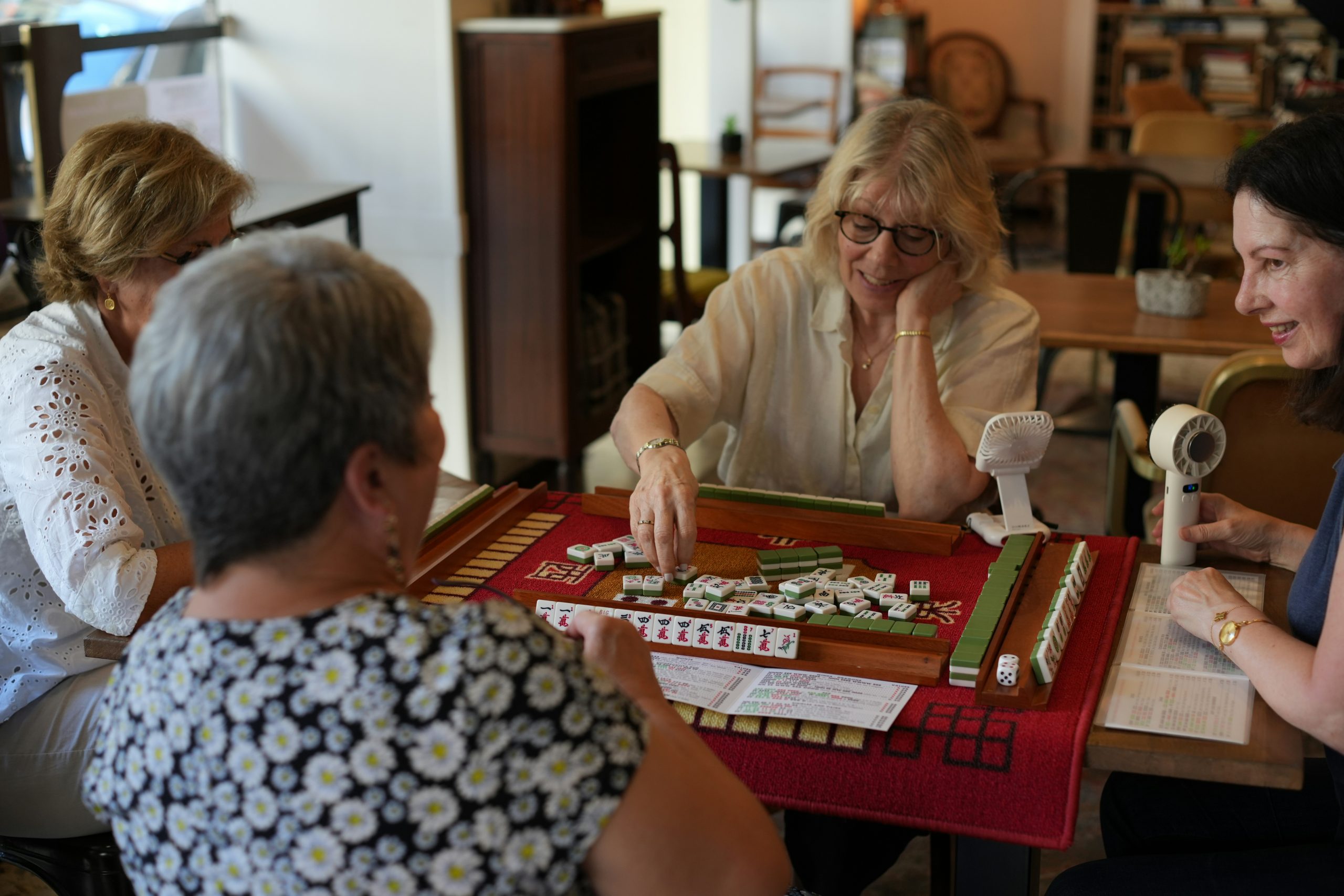 seniors playing boardgame
